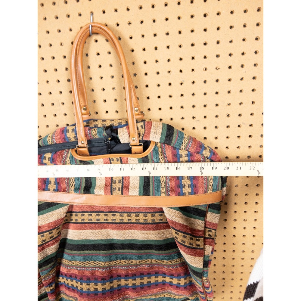 Vintage LL Bean 70s Woven Tapestry Luggage Set Striped Garment Bag, Carry-On - Picture 15 of 16